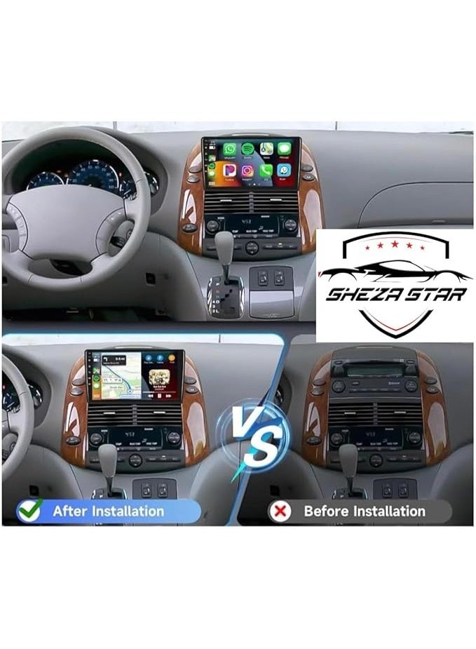 SHEZA STAR Android Car Stereo for Toyota Sienna 2004-2010 4GB RAM 32GB ROM Support Carplay, M-Link Wi-Fi BT, Radio GPS, 9 Inch IPS Touch Screen with AHD Camera Included  - Image 2