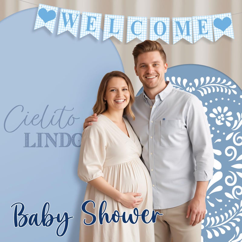 Mindsoft 2 Pcs Blue Cielito Lindo Arch Backdrop Cover 6ft and 7.2ft Spandex Stand Cover for Mexican Baby Show Birthday Wedding Bridal Shower Party Decorations - Image 5