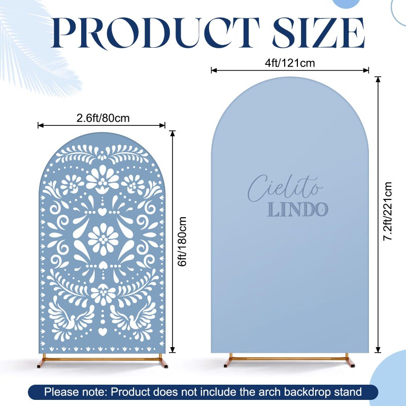 Mindsoft 2 Pcs Blue Cielito Lindo Arch Backdrop Cover 6ft and 7.2ft Spandex Stand Cover for Mexican Baby Show Birthday Wedding Bridal Shower Party Decorations - Image 3