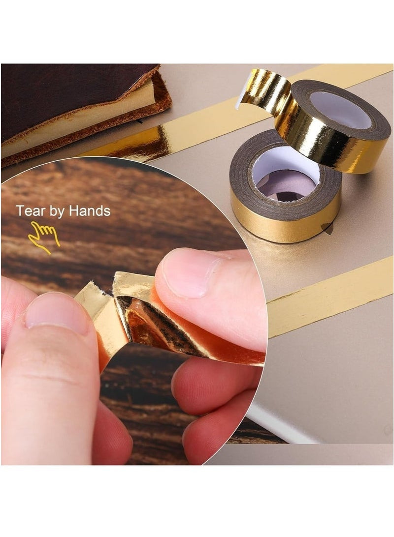 4 Rolls Gold Solid Foil Washi Tape, Decorative Self Adhesive Masking Tape, 0.59in x16.4FT - Image 3