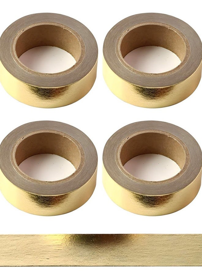 4 Rolls Gold Solid Foil Washi Tape, Decorative Self Adhesive Masking Tape, 0.59in x16.4FT - Image 1