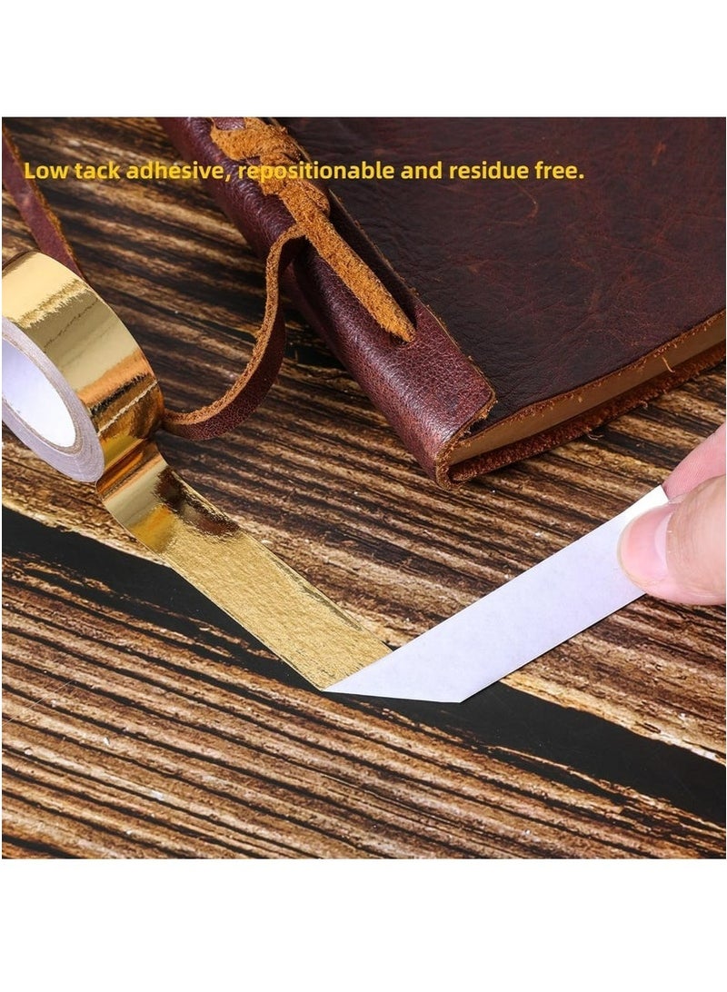 4 Rolls Gold Solid Foil Washi Tape, Decorative Self Adhesive Masking Tape, 0.59in x16.4FT - Image 4