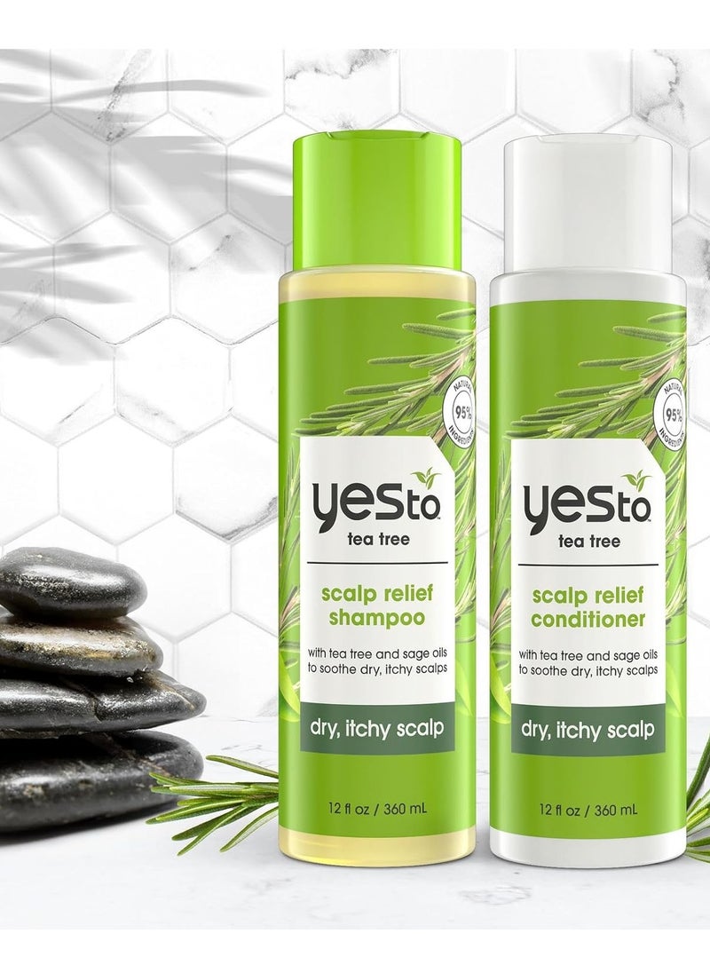 Yes To Yes To Tea Tree & Sage Oil Shampoo and Conditioner, Soothing Dry Itchy Scalp, Natural, Vegan & Cruelty-Free, 12 Fl Oz  - Image 3