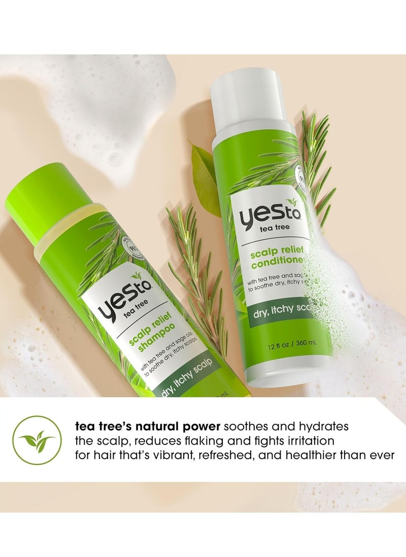 Yes To Yes To Tea Tree & Sage Oil Shampoo and Conditioner, Soothing Dry Itchy Scalp, Natural, Vegan & Cruelty-Free, 12 Fl Oz  - Image 2