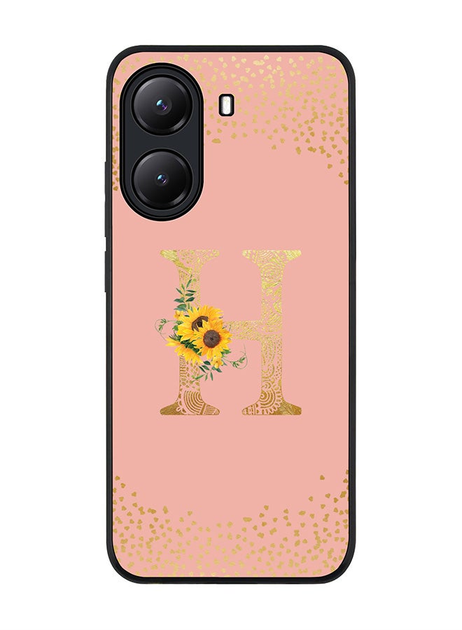 Stylizedd For Xiaomi Poco X7 Pro 5G Case,Slim fit Camera Protection, Shockproof Thin Phone cover  - Custom Floral Monogram - H  (Rose Pink ) - Image 1