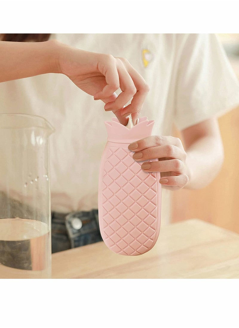 SYOSI - Hot Water Bottle Bag with Knit Cover for Microwave Heating Silicone, Hot  Cold Therapies Back Pain   Gift for g ir lf rie n d, Mather, Valen tine's Day, Gift Exchange Party Pink   Long2 - Image 1