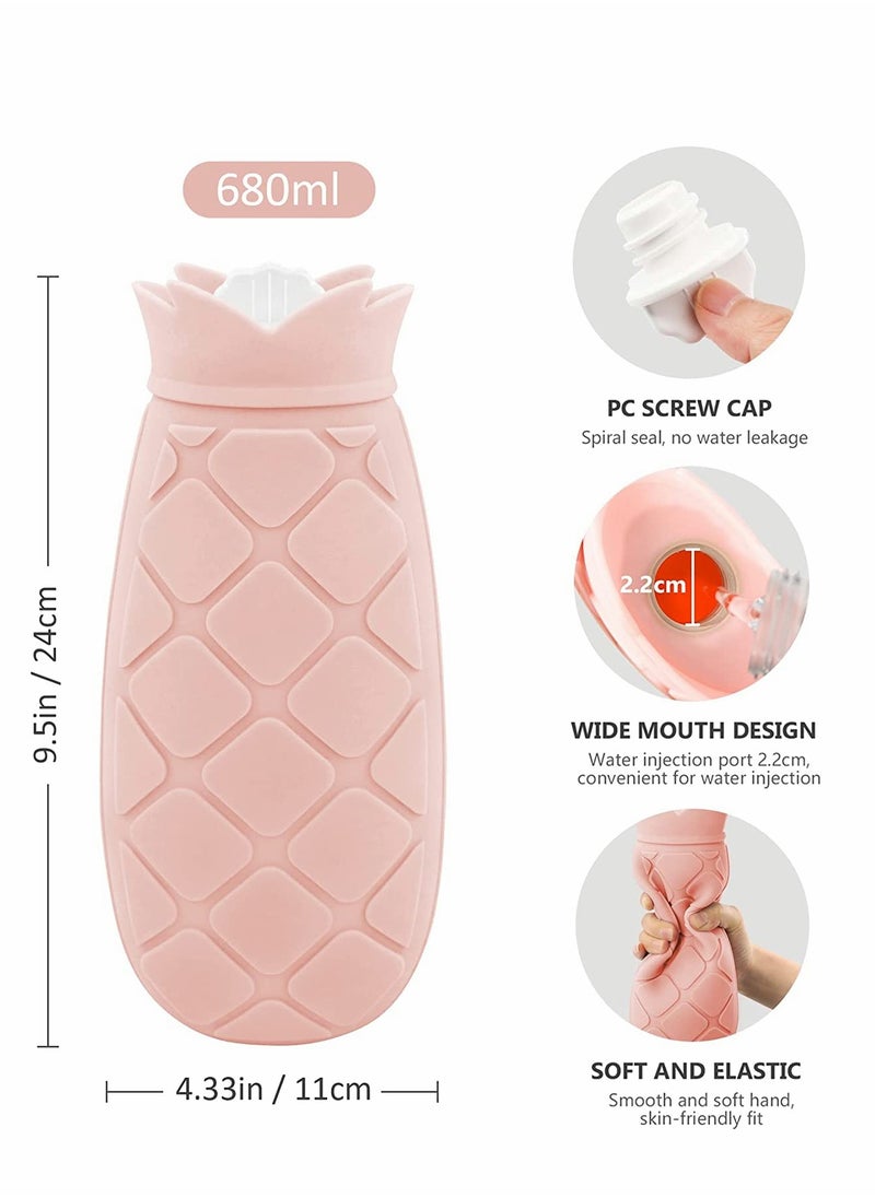 SYOSI - Hot Water Bottle Bag with Knit Cover for Microwave Heating Silicone, Hot  Cold Therapies Back Pain   Gift for g ir lf rie n d, Mather, Valen tine's Day, Gift Exchange Party Pink   Long2 - Image 1