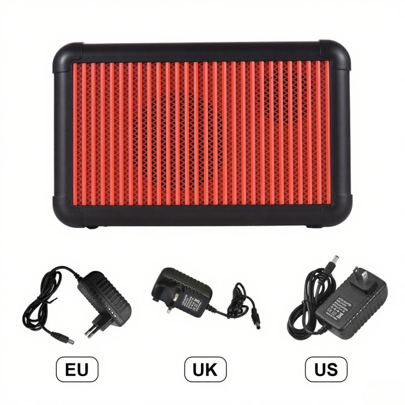 Rowin Electric Guitar Amp: 15W Red Portable Mini Guitar Amp - With 6 Classic Cabinet Modes 8 Effect Tones Built-in Tuner BT Functionality 2200mAh Battery for Guitar Players Practice Performance - Image 4
