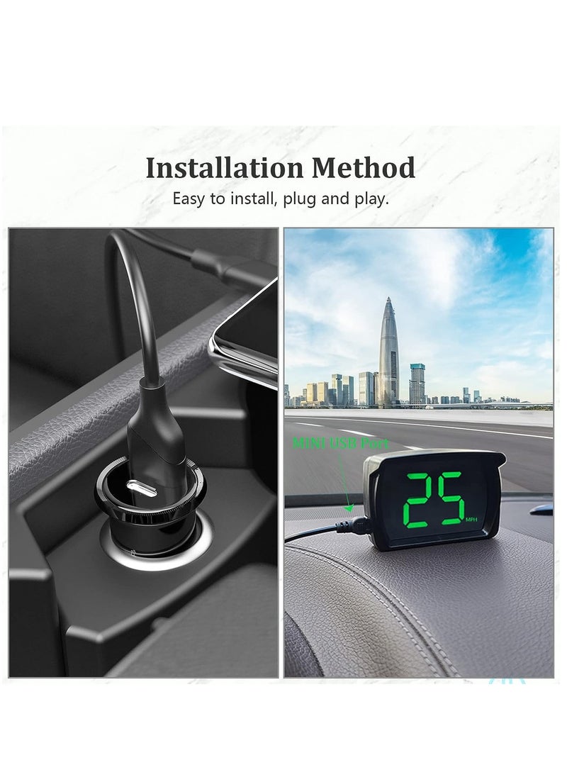 ماركة غير محددة - شاشة عرض أمامية للسيارات، عداد السرعة الرقمي GPS مع سرعة ميل في الساعة، تركيب كابل USB، مناسب لجميع السيارات - Image 1