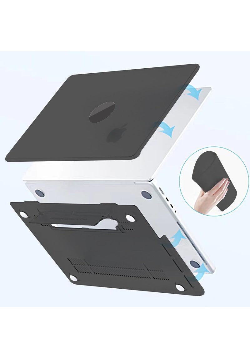 Generic - Hard Shell Case Protective Snap On Cover with Fold Kickstand Compatible with MacBook Air Laptop Accessories (Black 13.6 Air (A2681/A3113)) - Image 1