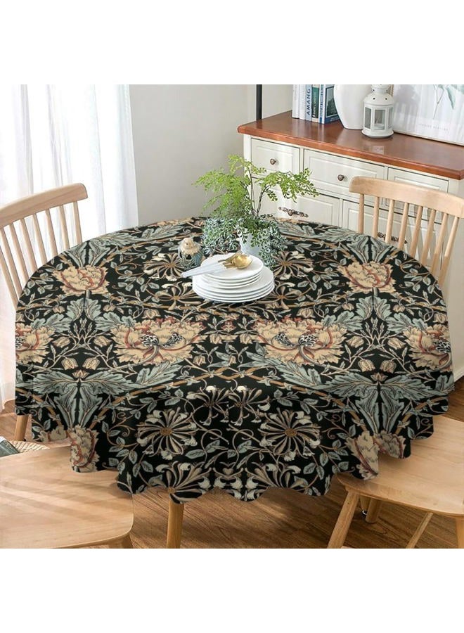 JanJCurt William Morris Tablecloth, Boho Rustic Ethnic Flower Original Design Print Table Cloth for Home Party Dining Room Kitchen Decor 70x70inch - Image 3