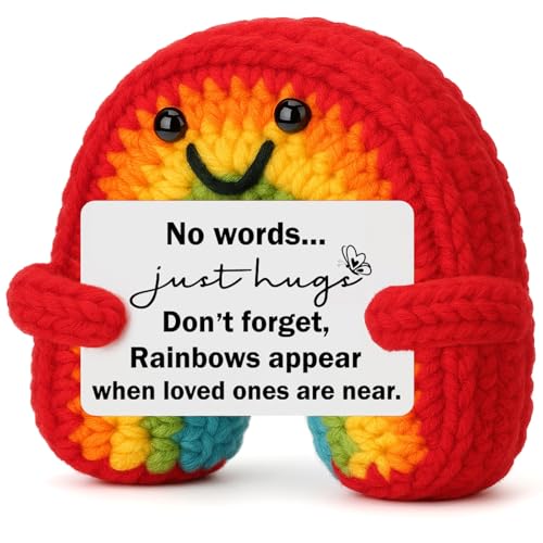 BuiltFit Sympathy Memorial Bereavement Gifts - No Words, Just Hugs, Handmade Crochet Rainbow Grief Grieving Gift for Loss of Loved One Mom Dad Women Men Father Mother Pets Dog Cat - Image 1