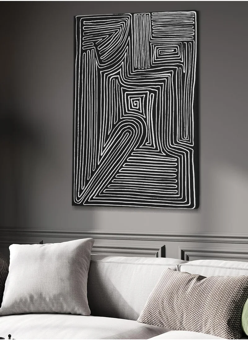 LOWHA Canvas Wall Art Stretched Over Wooden Frame with Maze Abstract Painting