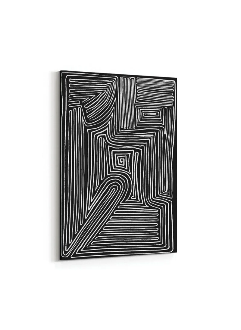 LOWHA Canvas Wall Art Stretched Over Wooden Frame with Maze Abstract Painting