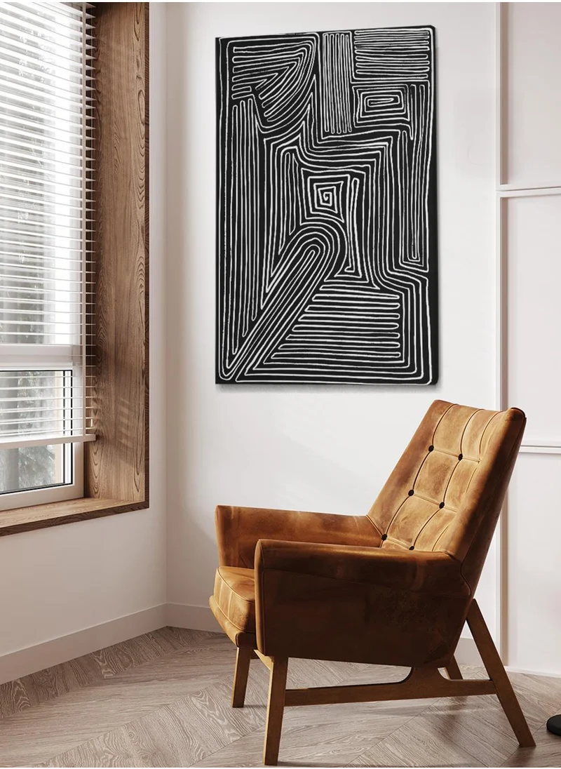 LOWHA Canvas Wall Art Stretched Over Wooden Frame with Maze Abstract Painting