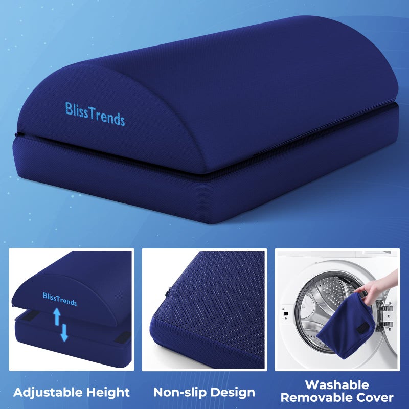 BlissTrends Foot Rest for Under Desk at Work-Versatile Foot Stool with Washable Cover-Comfortable Footrest with 2 Adjustable Heights for Car,Home and Office to Relieve Back,Lumbar,Knee Pain-Blue - Image 4