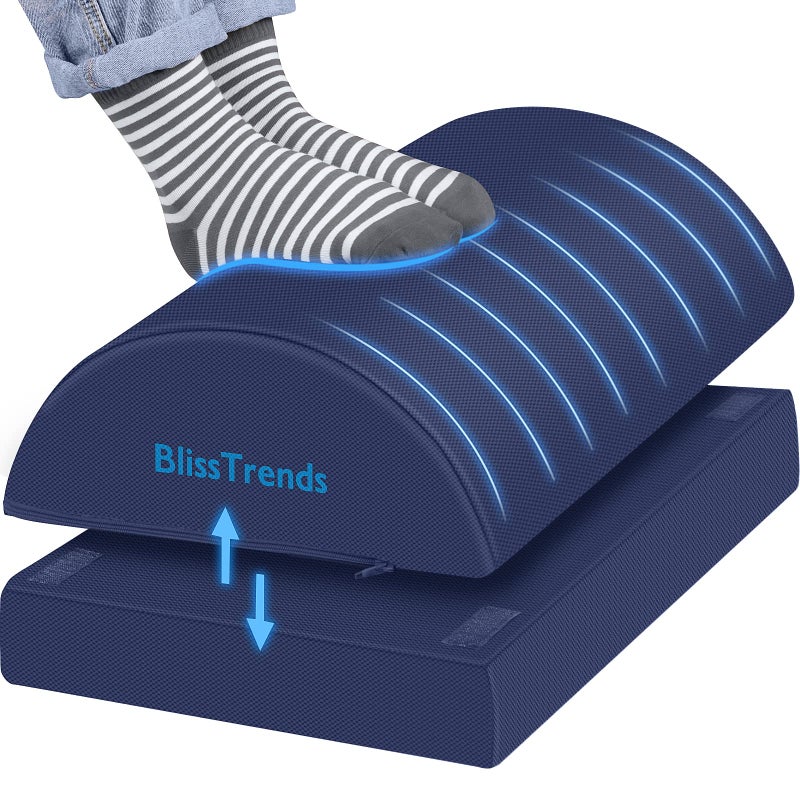 BlissTrends Foot Rest for Under Desk at Work-Versatile Foot Stool with Washable Cover-Comfortable Footrest with 2 Adjustable Heights for Car,Home and Office to Relieve Back,Lumbar,Knee Pain-Blue - Image 1