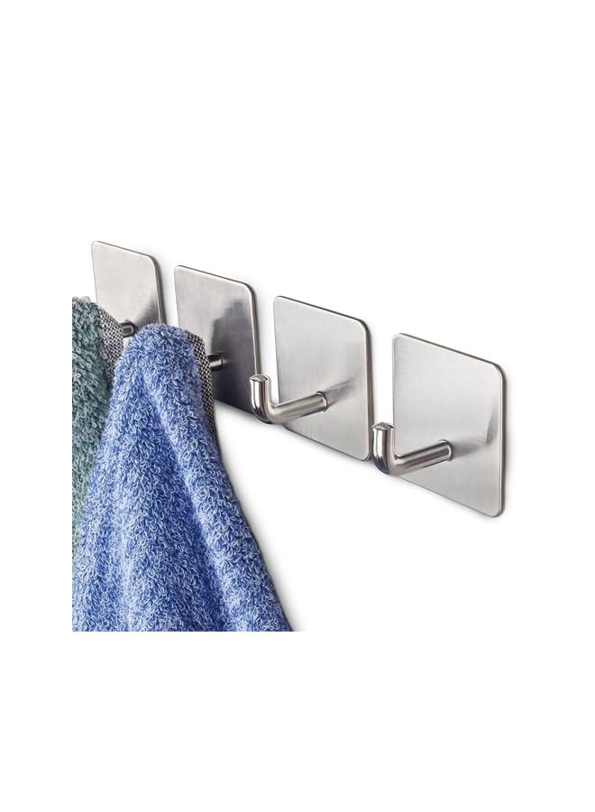 Zaboon Joy Adhesive Hooks Heavy Duty Stick On Wall Hooks Towel Hooks Door Hooks Waterproof Stainless Steel Adhesive Towel Hooks Adhesive Holders For Hanging Clothes Bathroom Adhesive Hook 4 Pack - Image 2