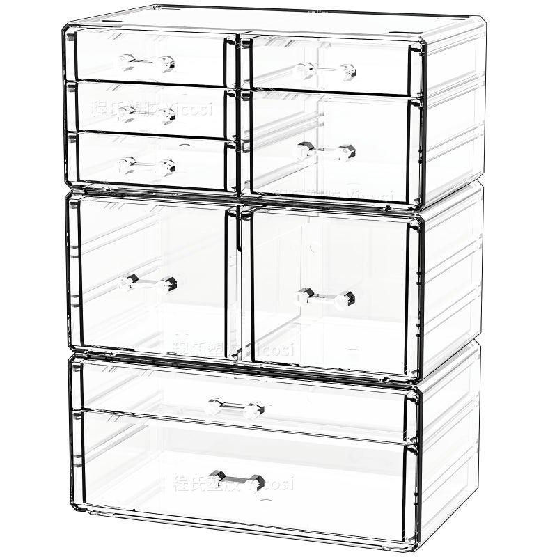 Cq acrylic Clear Stackable Storage DrawersPlastic Makeup Organizer and Bathroom Storage Bins WIth 9 Drawers For Make upMedicineCraftPenBeauty and Office Supply Organizer