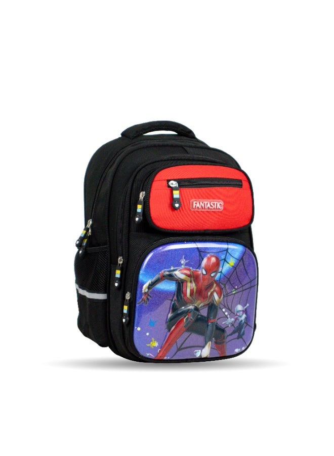 Fantastic CS004 Fantastic School Backpack, Assorted Designs: Pink Unicorn, Blue Astronaut, Black and Red Spiderman, Multi-Pocket - Image 1