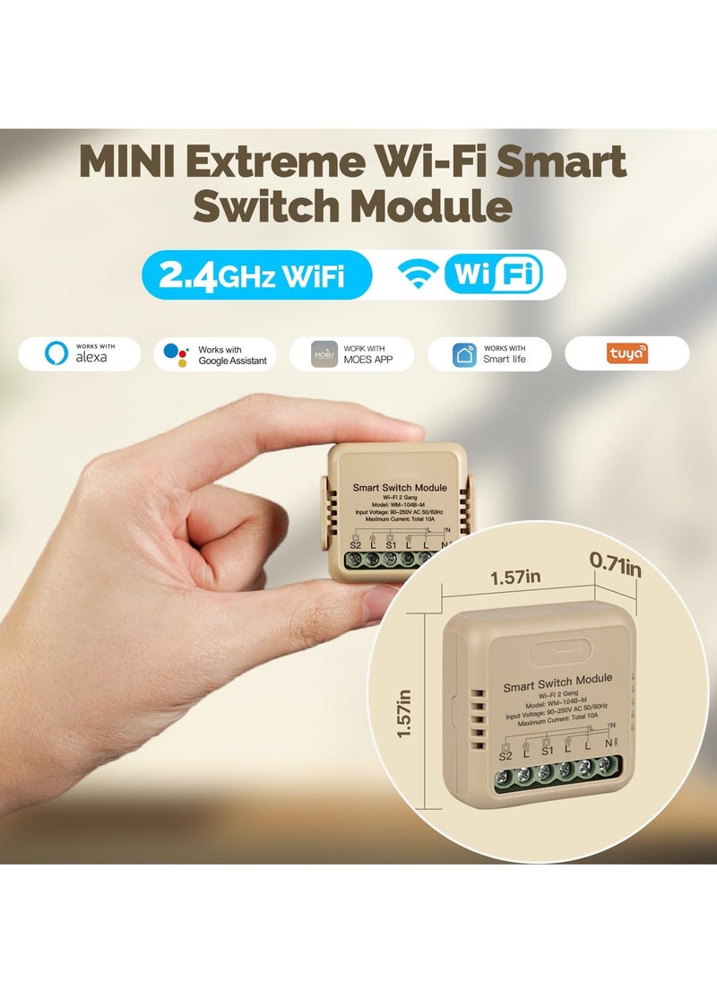 Generic - WiFi Smart Relay and Touch Wall Switch, Works with Google Assistant & Alexa, 2-Way Multi-Control, RF433 Remote, Timer Relay 2 Gang 10A, Smart Life/Tuya, No Hub Required (1PC) - Image 1