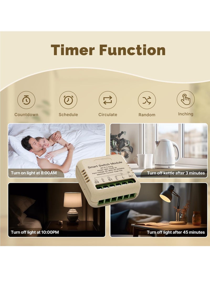 Generic - WiFi Smart Relay and Touch Wall Switch, Works with Google Assistant & Alexa, 2-Way Multi-Control, RF433 Remote, Timer Relay 2 Gang 10A, Smart Life/Tuya, No Hub Required (1PC) - Image 1