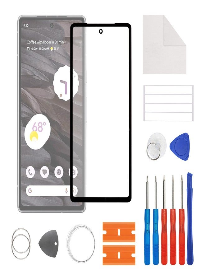 SwarKing Display Glass Front Glass Outer Screen Lens Replacement Compatible with Google Pixel 7a with Repair Kit - Image 1