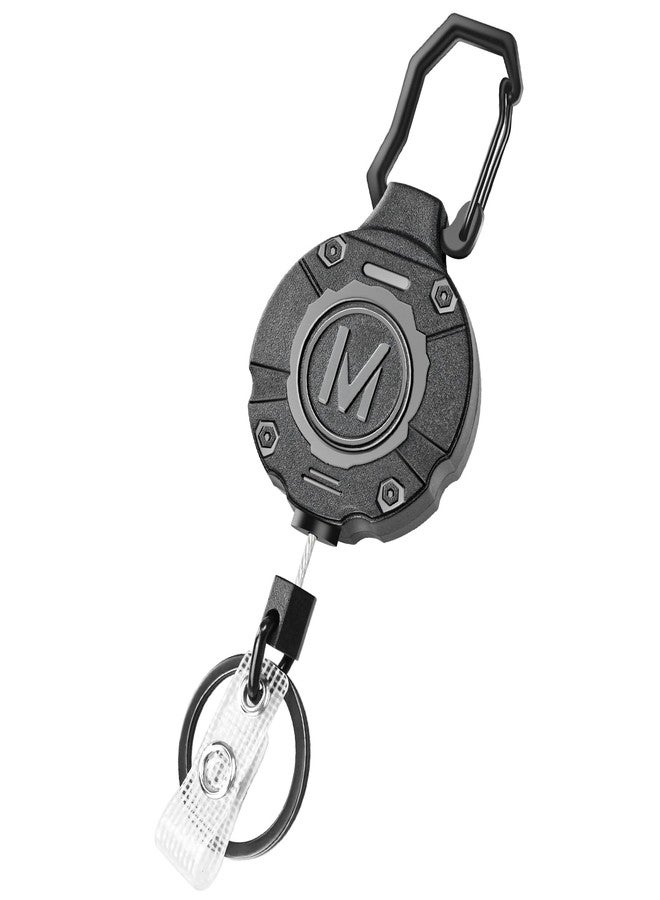 Maileto 1 Pack Heavy Duty Retractable Keychain ID Badge Reels Retractable Carabiner Badge Holder with 31.5” Steel Cord, 9.0 oz - Image 1