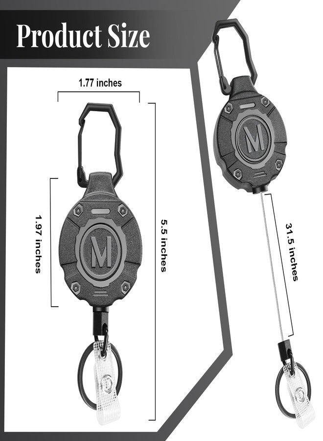 Maileto 1 Pack Heavy Duty Retractable Keychain ID Badge Reels Retractable Carabiner Badge Holder with 31.5” Steel Cord, 9.0 oz - Image 2