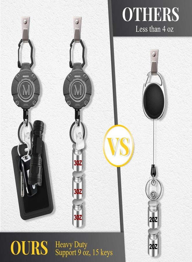 Maileto 1 Pack Heavy Duty Retractable Keychain ID Badge Reels Retractable Carabiner Badge Holder with 31.5” Steel Cord, 9.0 oz - Image 5