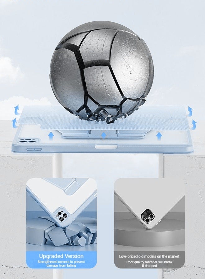 Case for HWAWEI Matepad Se 11 With Pen Slot/Tablet 360° Rotating Protective Case/Auto Sleep/Wake Slim Stand/Transparent Tpu Protective Case/Free AED29 Anti-Glare Protective Film/Felt Tablet Pouch-  Blue - Image 5