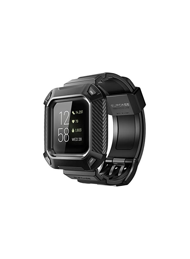 SUPCASE Unicorn Beetle Pro Series Designed for Fitbit Versa 3 / Fitbit Sense, Protective Replacement Wristband Case Band - Black - Image 1