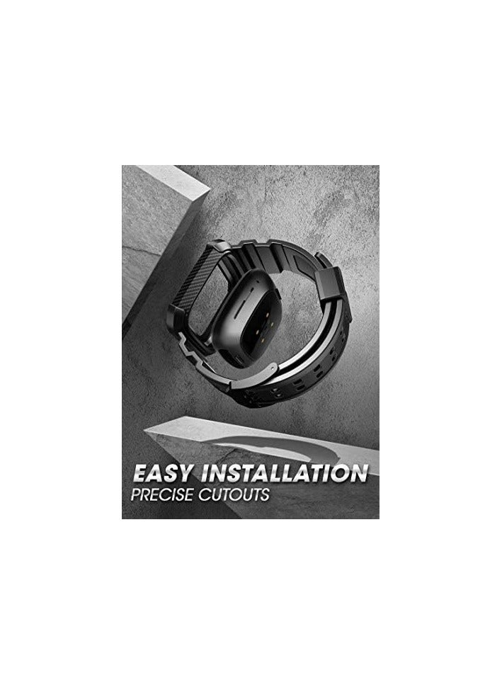 SUPCASE Unicorn Beetle Pro Series Designed for Fitbit Versa 3 / Fitbit Sense, Protective Replacement Wristband Case Band - Black - Image 3