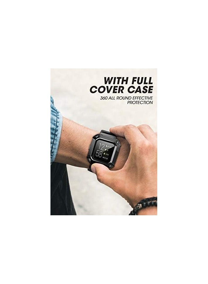 SUPCASE Unicorn Beetle Pro Series Designed for Fitbit Versa 3 / Fitbit Sense, Protective Replacement Wristband Case Band - Black - Image 5