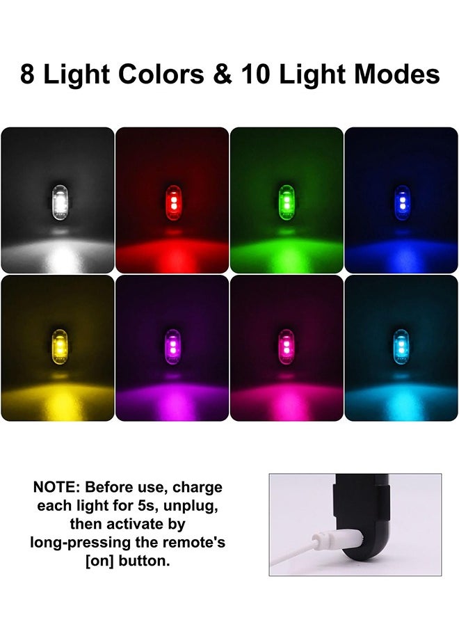 Sweet Life - 4PCS Wireless LED Strobe Lights with Remote Control, 8 Colors USB Waterproof Anti Collision Led Emergency Warning Lights for Car Motorcycle Drone Aircraft Bike - Image 1