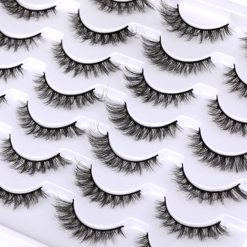 Newcally Cat Eye Lashes Natural Look False Eyelashes Short Wispy 3D Volume Fake Eye Lashes Pack 14 Pairs - Image 3