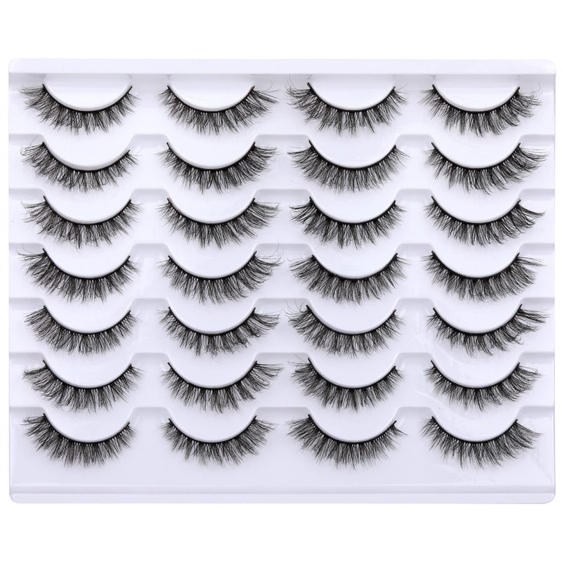 Newcally Cat Eye Lashes Natural Look False Eyelashes Short Wispy 3D Volume Fake Eye Lashes Pack 14 Pairs - Image 1