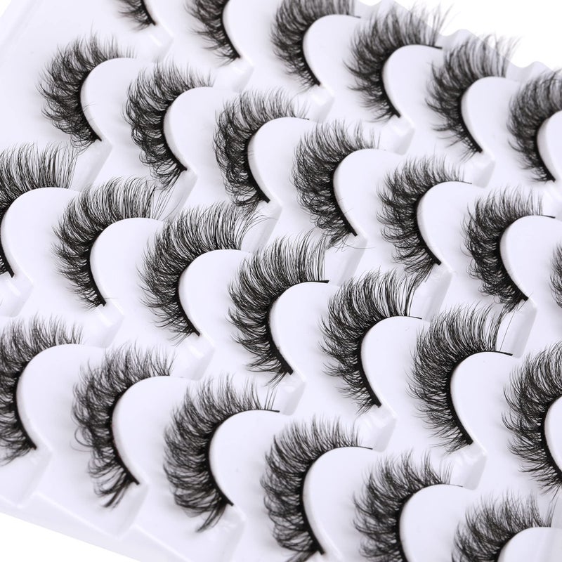 Newcally Cat Eye Lashes Natural Look False Eyelashes Short Wispy 3D Volume Fake Eye Lashes Pack 14 Pairs - Image 4
