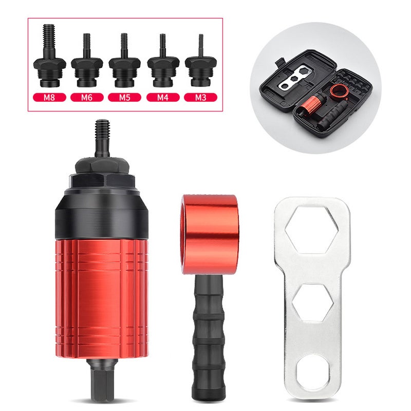 Detachable Manual Electric Rivet Nut Tool Conversion Accessories Hand Rivet Nut Tool Set Electric Pneumatic Rivet Machine Quick Conversion Tool Set with Storage Box - Image 4