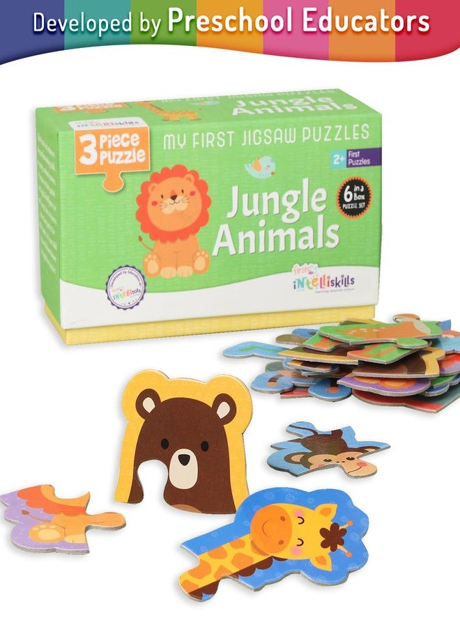 FIRSTCRY INTELLISKILLS Intelliskills Premium Jungle Animals Theme Puzzles for Kids 2+ Years,18 Pieces Jigsaw Puzzle for Boys & Girls,Pre-School Learning & Educational Puzzle Set,6 Set 3 Pcs Each,BIS Certified,Birthday Gift - Image 2