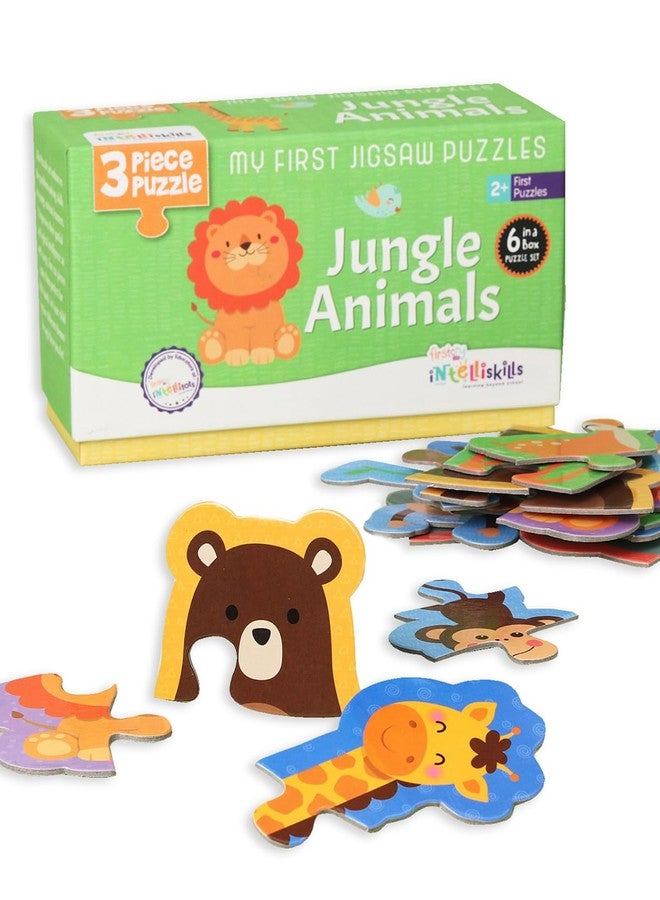 FIRSTCRY INTELLISKILLS Intelliskills Premium Jungle Animals Theme Puzzles for Kids 2+ Years,18 Pieces Jigsaw Puzzle for Boys & Girls,Pre-School Learning & Educational Puzzle Set,6 Set 3 Pcs Each,BIS Certified,Birthday Gift - Image 1