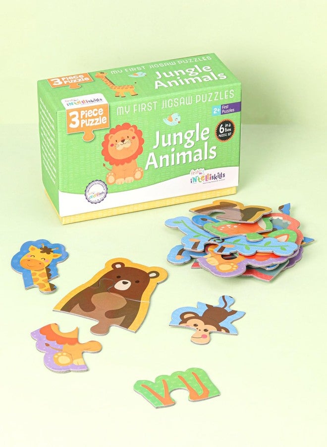 FIRSTCRY INTELLISKILLS Intelliskills Premium Jungle Animals Theme Puzzles for Kids 2+ Years,18 Pieces Jigsaw Puzzle for Boys & Girls,Pre-School Learning & Educational Puzzle Set,6 Set 3 Pcs Each,BIS Certified,Birthday Gift - Image 3
