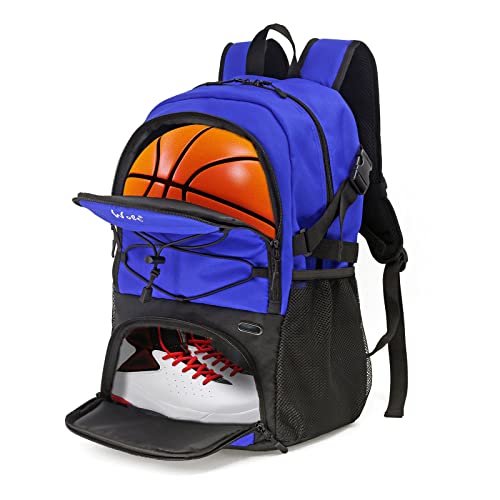 WOLT | Basketball Backpack Large Sports Bag with Separate Ball Holder & Shoes Compartment, Best for Basketball, Soccer, Volleyball, Swim, Gym, Travel(Blue) - Image 1