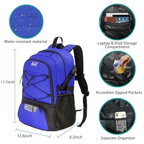 WOLT | Basketball Backpack Large Sports Bag with Separate Ball Holder & Shoes Compartment, Best for Basketball, Soccer, Volleyball, Swim, Gym, Travel(Blue) - Image 2