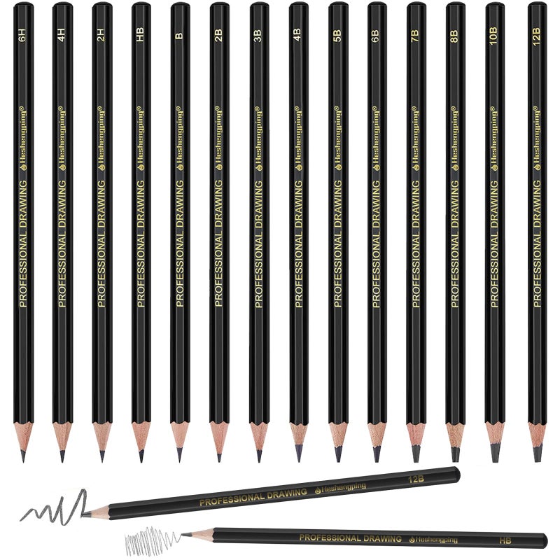 Heshengping Drawing Sketch Pencil Set 14pcs Sketching Pencils 12B 10B 8B 7B 6B 5B 4B 3B 2B B HB 2H 4H 6H Graphite Pencils for Kid Adults Artists Student Beginners Professional - Image 1