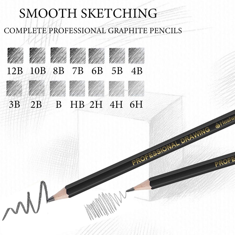 Heshengping Drawing Sketch Pencil Set 14pcs Sketching Pencils 12B 10B 8B 7B 6B 5B 4B 3B 2B B HB 2H 4H 6H Graphite Pencils for Kid Adults Artists Student Beginners Professional - Image 3