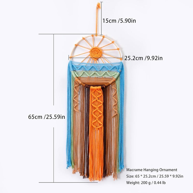 Artilady Sunburst Wall Decor Dream Catcher - Macrame Wall Hanging Large Dreamcatchers, Colorful Hand Woven Tapestry Sunshine Boho Room Decor for Bedroom Living Room Nursery (Sunshine) - Image 4