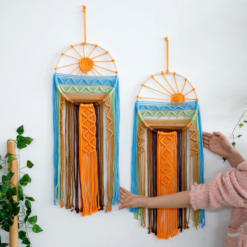 Artilady Sunburst Wall Decor Dream Catcher - Macrame Wall Hanging Large Dreamcatchers, Colorful Hand Woven Tapestry Sunshine Boho Room Decor for Bedroom Living Room Nursery (Sunshine) - Image 2