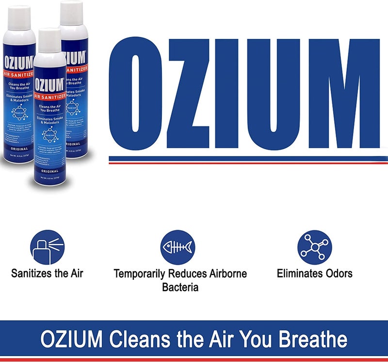 Ozium Air Sanitizer Reduces Airborne Bacteria Eliminates Smoke & Malodors Spray Air Freshener, Original, 8 Oz (2 Pack) - Image 2