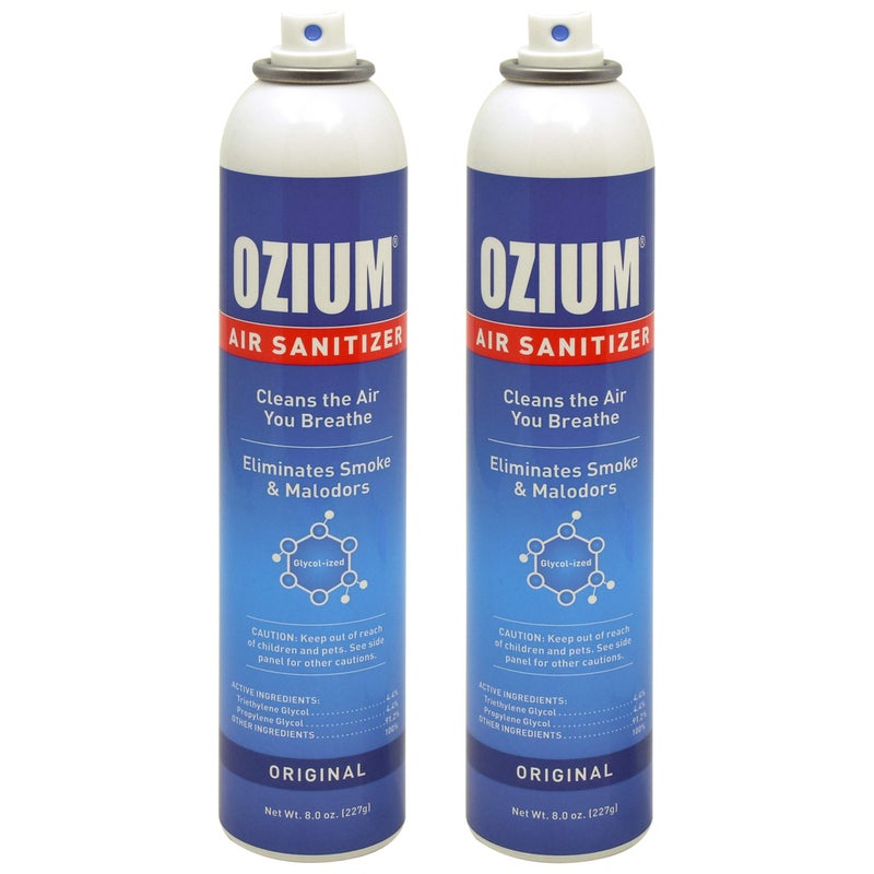 Ozium Air Sanitizer Reduces Airborne Bacteria Eliminates Smoke & Malodors Spray Air Freshener, Original, 8 Oz (2 Pack) - Image 1